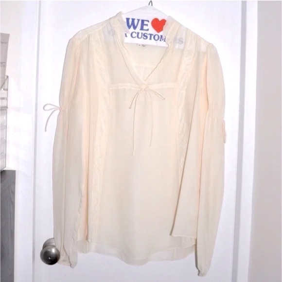 Haute Hippie Cream Silk and Lace Blouse - Picture 1 of 7